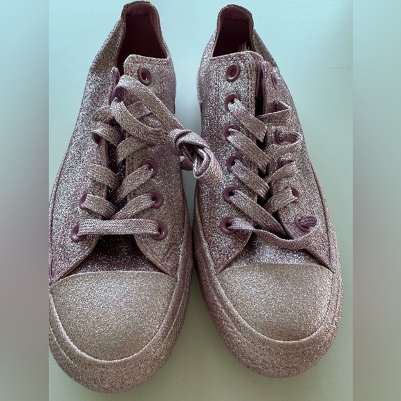 Converse Chuck Taylor All Star Low Top Sneakers Pink All Over Glitter W8/M6 - Picture 6 of 6